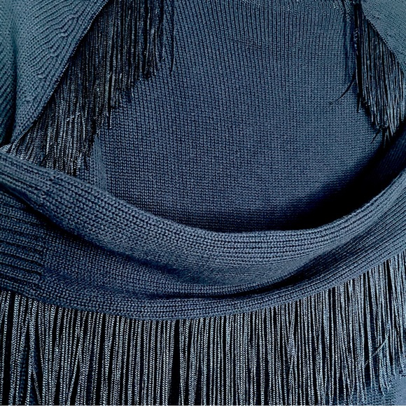 Piperlime Knit Navy Blue Fringe Sweater - Picture 5 of 7